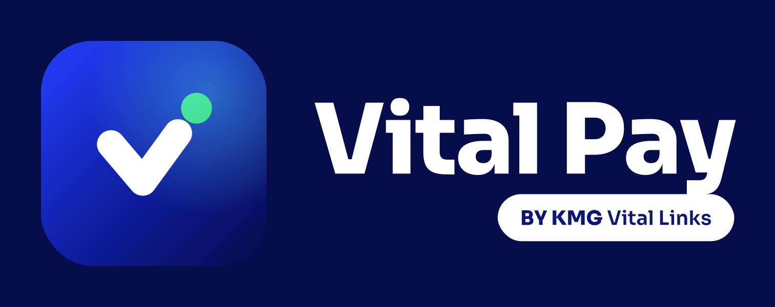 Vital Pay lockup for dark backgrounds