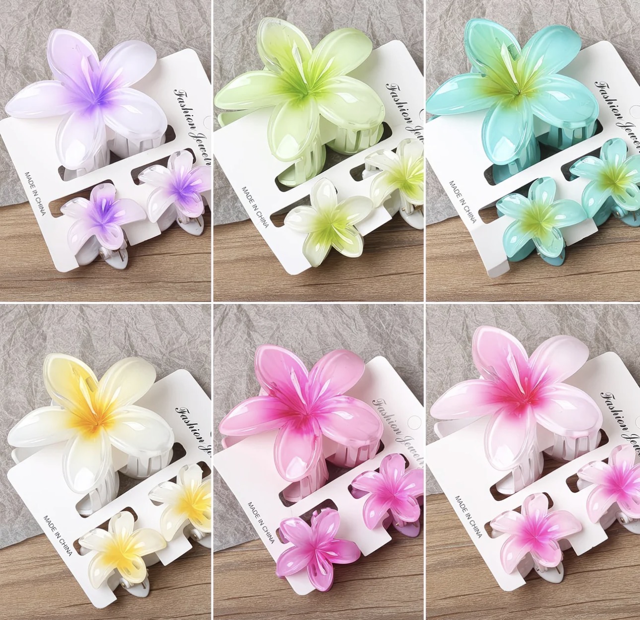Plumeria hair clips